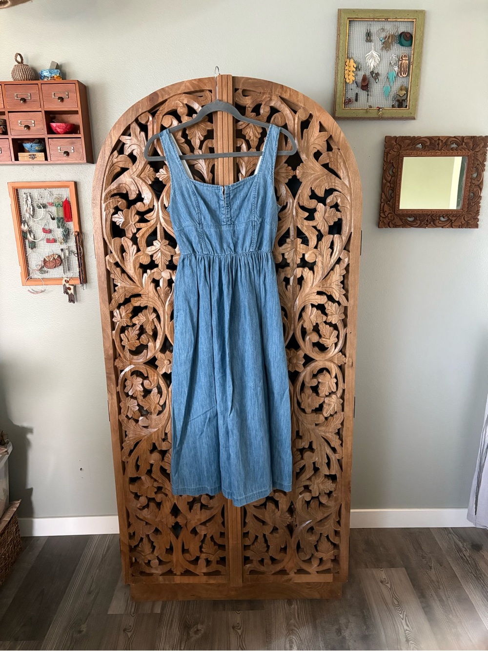 aerie Light Blue Denim Midi Dress